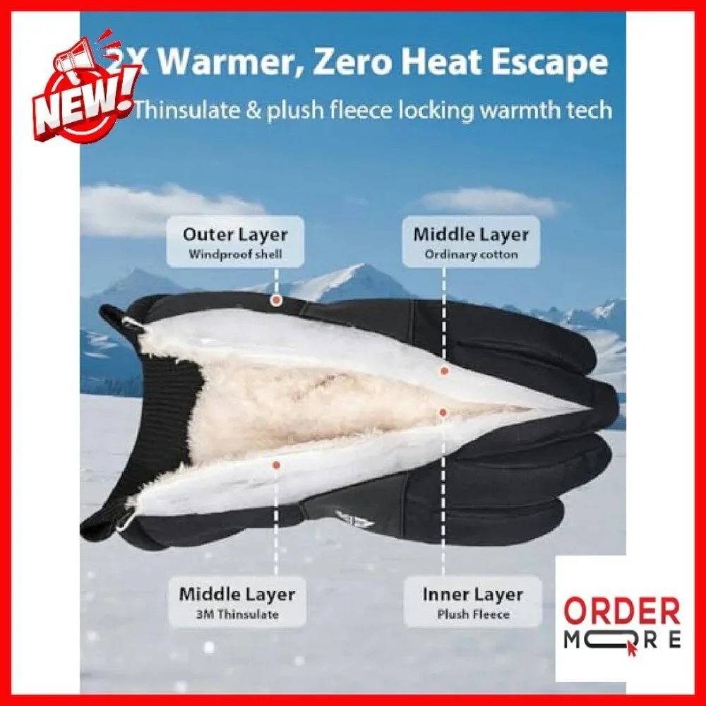 Waterproof Winter Gloves with 3M Thinsulate & Touchscreen Tech